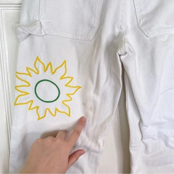 PACSUN Graphic Low Rise Carpenter Pants White Embroidered Size 24 - Picture 10 of 13